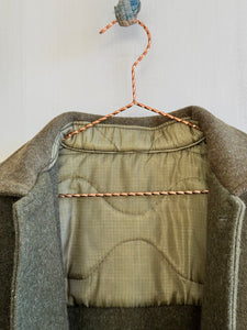 Latre upcycled US military wool blanket coat with M65 quilted lining