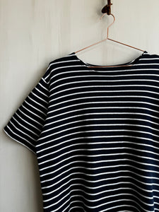 Latre Striped Navy Boxy Short Sleeves T-Shirt