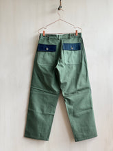 Load image into Gallery viewer, Latre upcycled deadstock overdyed Patchwork US laundry bag trousers
